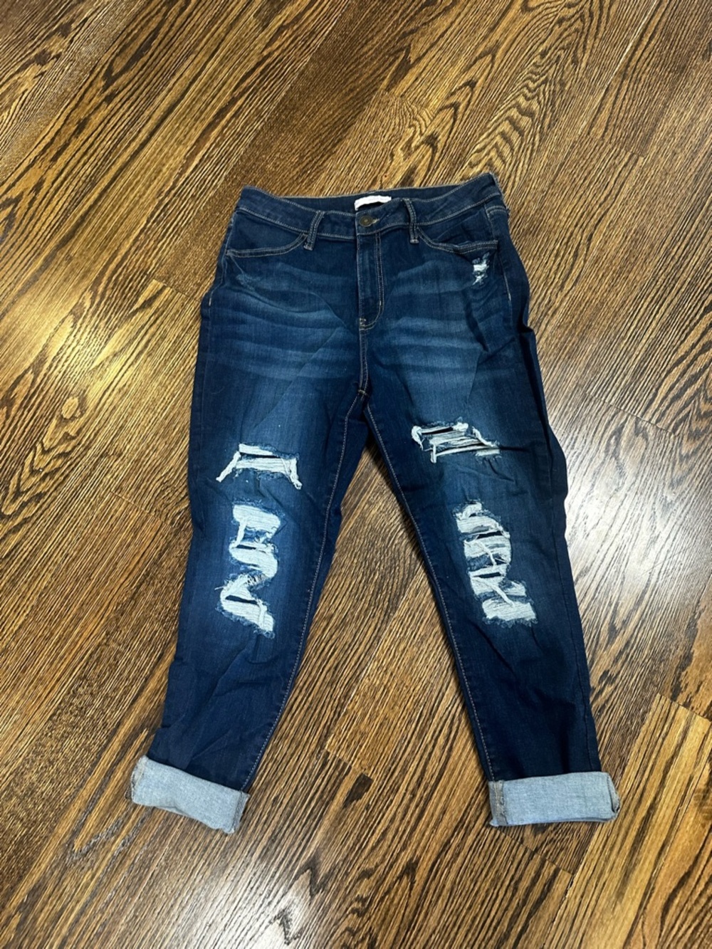 Dark Blue Distressed Women's Jeans